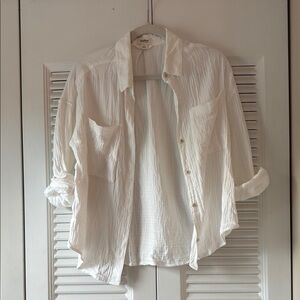 UpWest White Relaxed Button Down Shirt